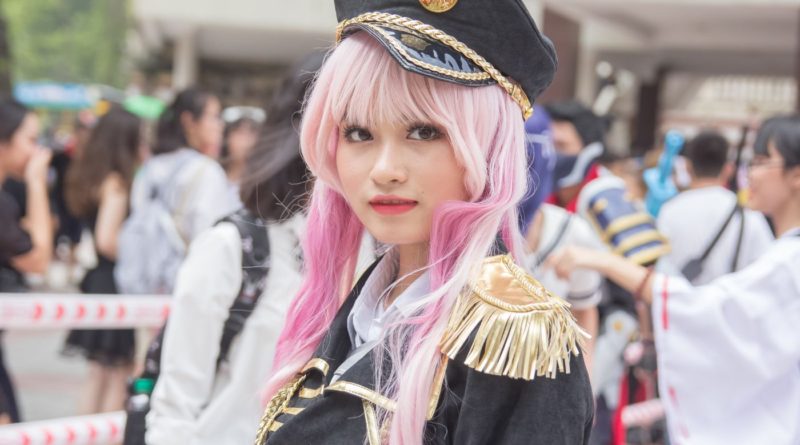 Cosplay Girl with pink hair